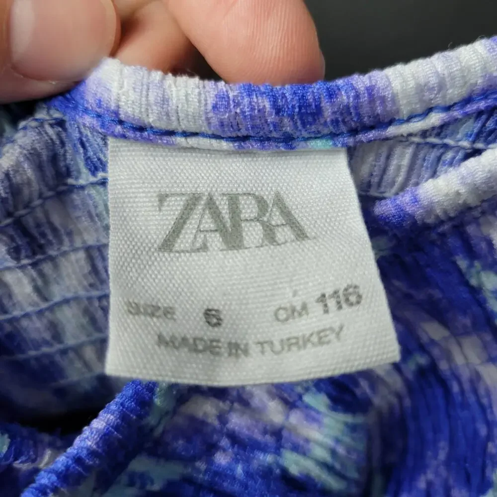 Zara Girls Jumpsuit Size 6 Blue Boho Print One-Piece - Picture 3 of 4